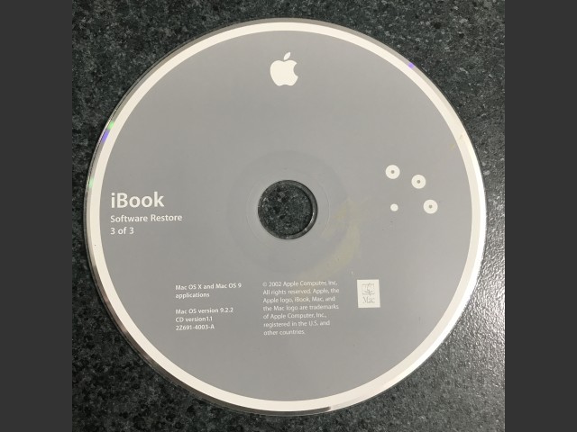 iBook Software Restore Mac OS X & Mac OS 9 applications SSW v9.2.2 Disc v1.3 2002 (CD) (2002)
