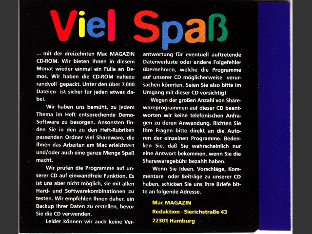 Mac Magazin CD 13 (November 1995, German) (1995)
