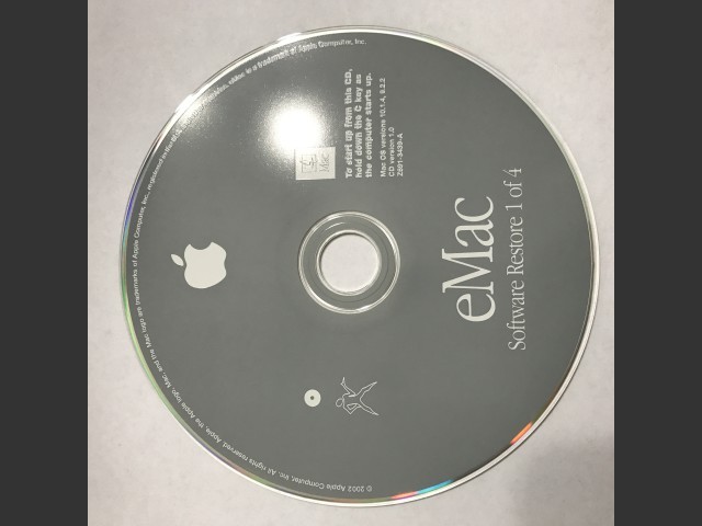 691-3439-A,Z,eMac. Software Restore (4 CD set) Mac OS v10.1.4, v9.2.2. Disc v1.0 (CD) (2002)