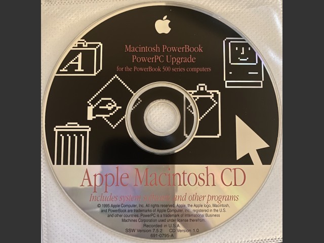 System 7.5.2 (Disc 1.0) (PowerBook 500 Series PowerPC Upgrade) (691-0795-A) (CD) (1995)