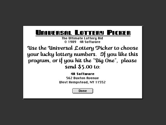 Universal Lottery Picker (1989)