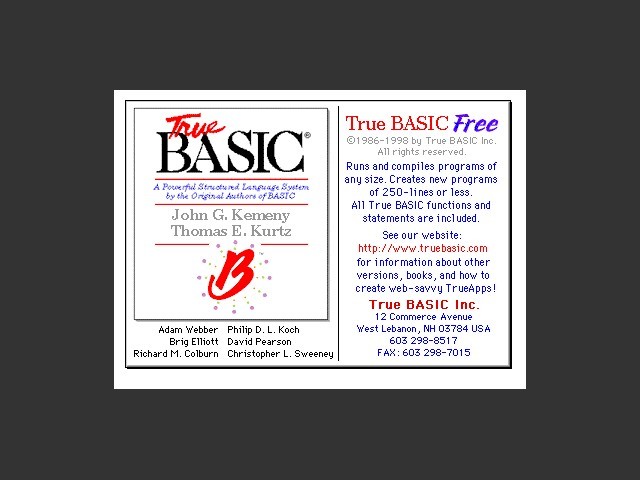 True BASIC Free 2.72 (1998)