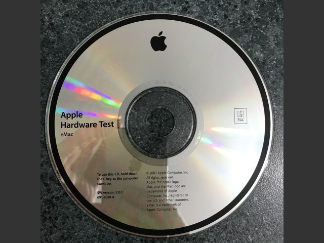 Apple Hardware Test v2.0.1 eMac (CD) (2003)