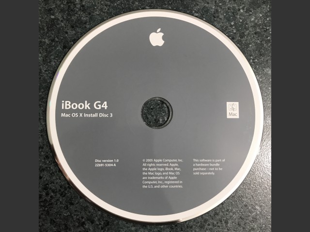 691-5278-A,2Z,iBook G4. Mac OS X Install (3 CD set) Disc v1.0 2005 (DVD) (2004)