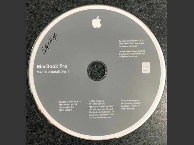 Mac OS X 10.4.10 (Disc 1.2) (MacBook Pro) (AHT 3A124) (DVD-DL) (2007)