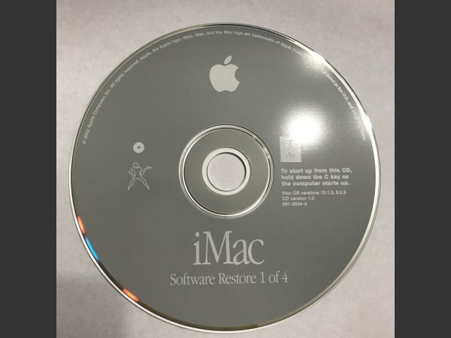 691-3634-A,,iMac. Software Restore (4 CD set) Mac OS v10.1.3, v9.2.2. Disc v1.0 (CD) (2002)