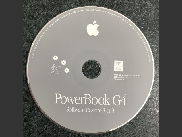 691-3562-A,,PowerBook G4. Software Restore (3 CD set) Mac OS v10.1.4, v9.2.2. Disc v1.0... (2002)