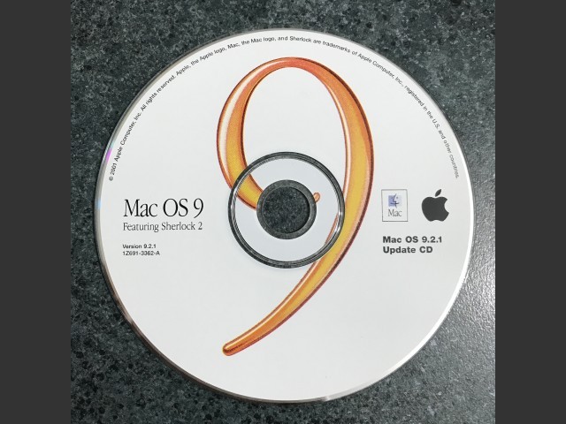 691-3362-A,1Z,Mac OS 9. Featuring Sherlock 2. Mac OS 9.2.1 UPDATE disc 2001 (CD) (2001)