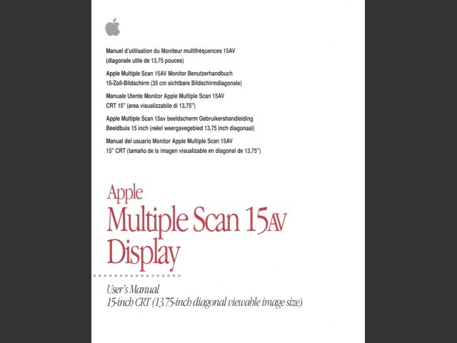 Apple Multiple Scan 15AV Display Manual (1996)