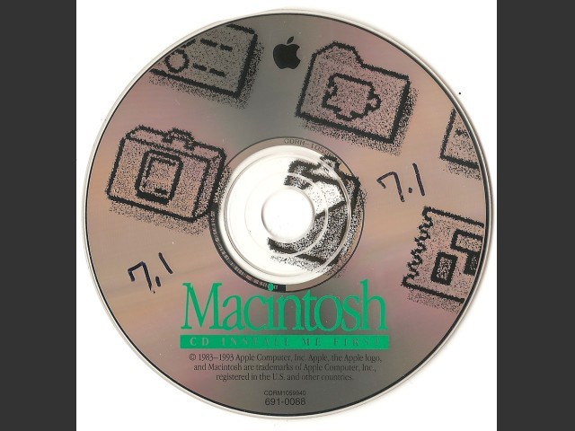 691-0088-A,,Macintosh CD Install Me First. SSW v7.1 (CD) (1992)