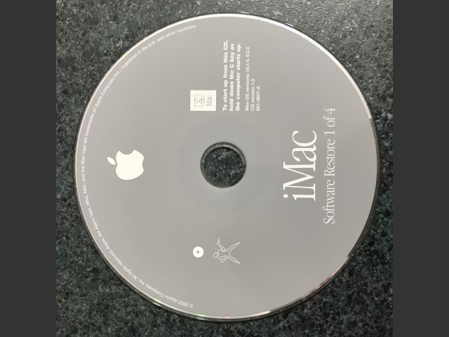 691-3647-A,,iMac. Software Restore (4 CD set) Mac OS v10.1.4, v9.2.2 Disc v1.0 2002 (CD) (2002)