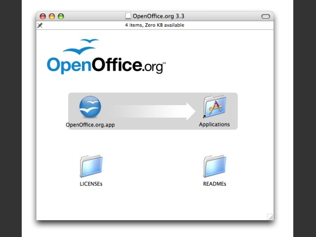 OpenOffice 3.3 Mac PPC Installer window 