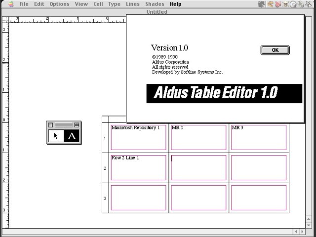 Aldus Table Editor (1990)