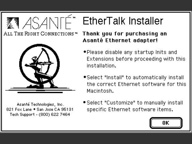 Asanté EtherTalk 5.1.2 (1993)