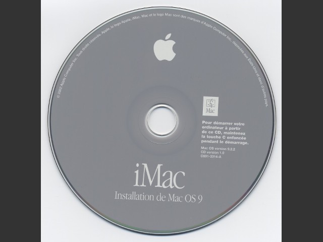 Mac OS 9.2.2 (Disc 1.0) (iMac) (691-3314-A,C) (CD) [fr_FR] (2001)