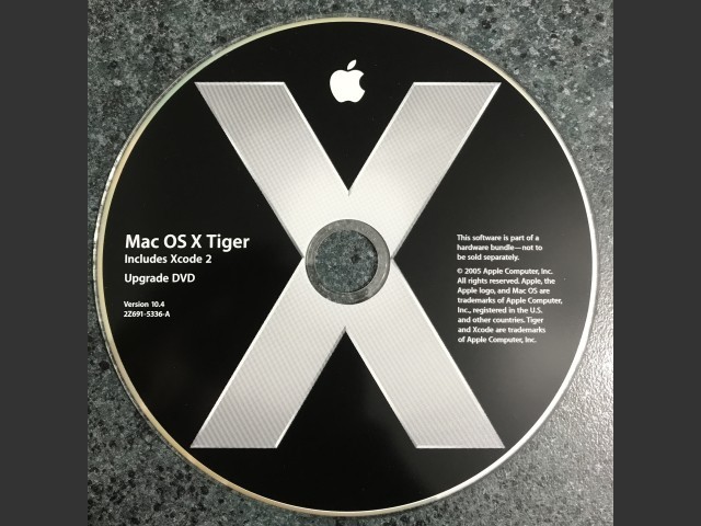 691-5336-A,2Z,Mas OS X v10.4 Tiger. Includes Xcode 2. Upgrade Disc 2005 (DVD) (2005)