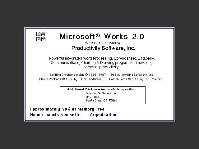 Microsoft Works 2.0 (1988)