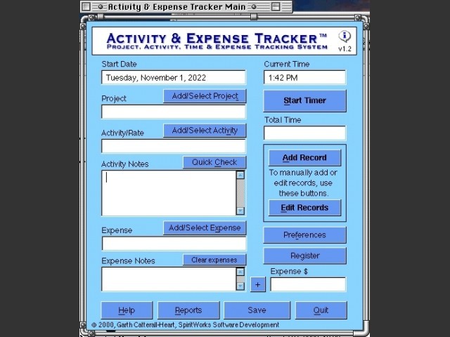 Activity & Expense Tracker (2000)