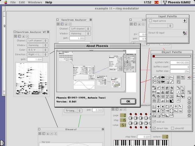 Sample program with "About Phoenix" window (note that program title shows a different... 