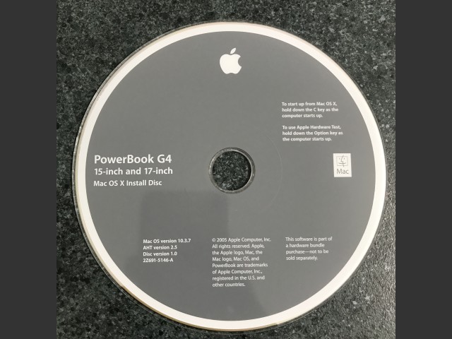 PowerBook G4 15-inch & 17-inch Mac OS X 10.3.7 Install AHT v2.5. Disc v1.0 2005 (DVD DL) (2005)