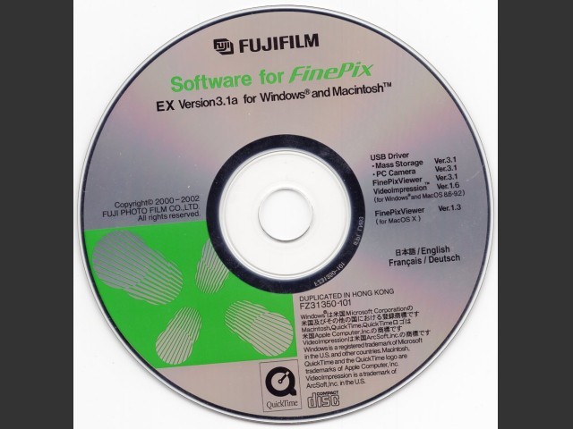 Fujifilm Software for FinePix EX Version 3.1a (2002)