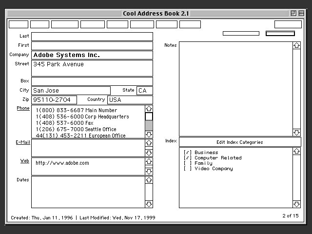 Cool Address Book (1993)