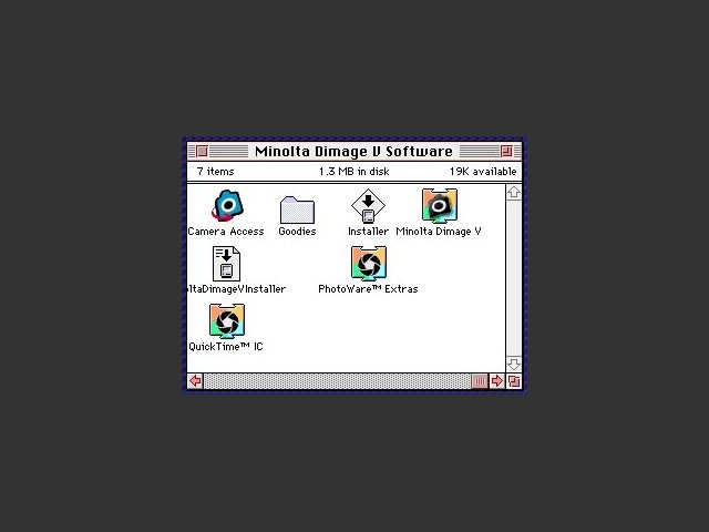 Minolta DimageV camera software (1996)