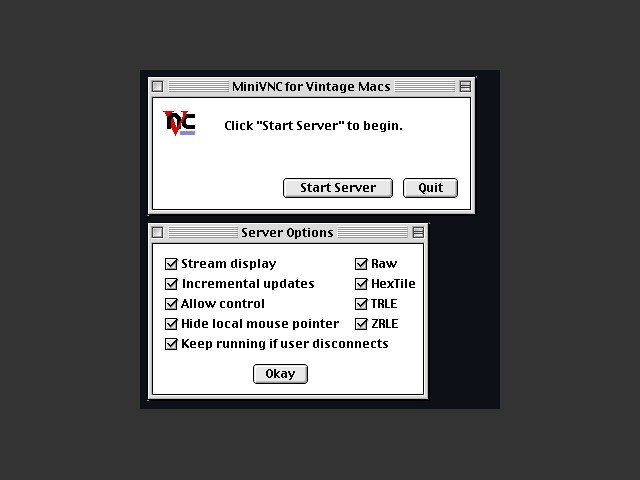 MiniVNC Remote Desktop Server for 68K Macs (2022)