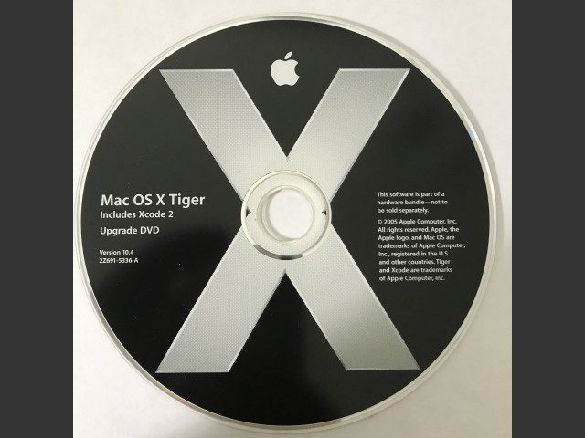 691-5336-A,2Z,Mas OS X v10.4 Tiger. Includes Xcode 2. Upgrade Disc 2005 (DVD) (2005)