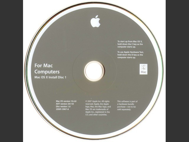 Mac OSX Tiger 10.4.8 for Early Intel 3A118 (2007)