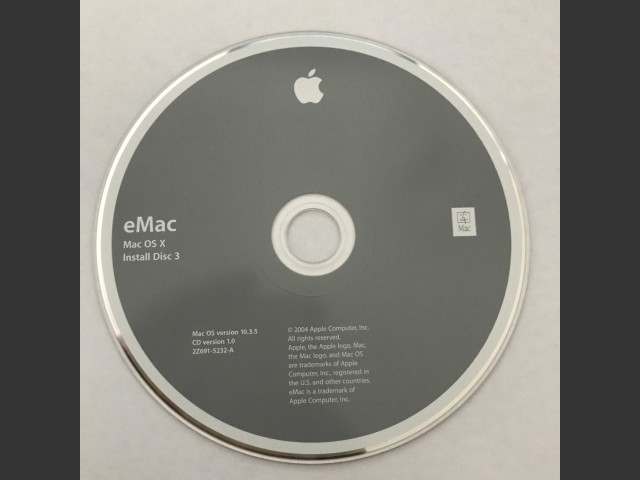 (Missing 691-5231 & another disc) 691-5232-A,2Z,eMac. Mac OS X v10.3.5. Install Disc 3.... (2004)