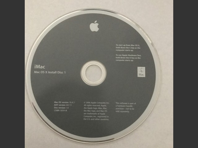 iMac 2006 Software Restore Medias (2Z691-5859-A,2Z691-5862-A 