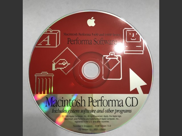 691-1254-A,X,Macintosh Performa 5400 and 6400 Series. Restore Disc. SSW v7.5.5. Disc... (1996)