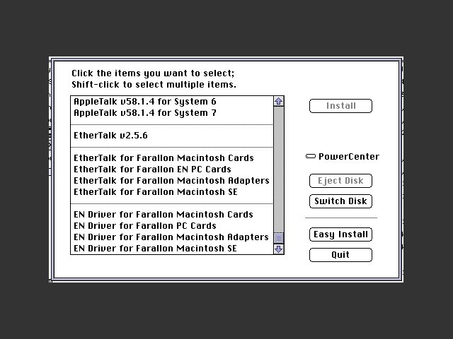 Farallon EN Installer 2.2.1 Ethernet Card Drivers and Utilities (1995)