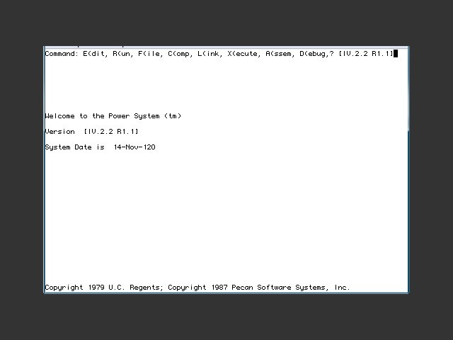 The Pecan Power System, UCSD Pascal (1987)