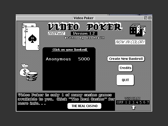 Video Poker - A HyperCard Game (1992)