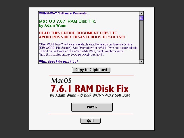 Mac OS 7.6.1 RAM Disk Fix (1997)