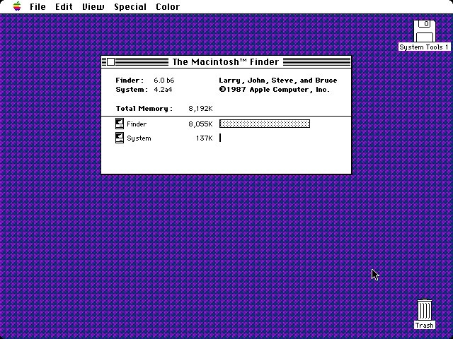 Macintosh System Software 4.2a4 (Build of System 5.0) (1987)