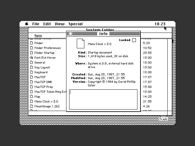 Menu Clock (aka Instant Time) (1984)