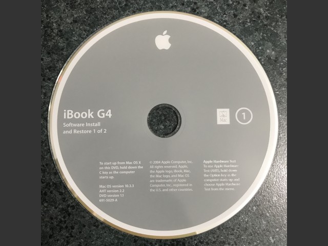 iBook G4 Software Install & Restore (2 DVD set) Disc v1.0 2004 (DVD) (2004)