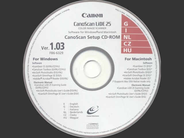 CanoScan LiDE 25 Setup CD-ROM (2005)