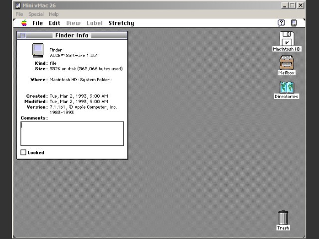 Macintosh System Software 7.1.1b1 (Stretchy) (1993)