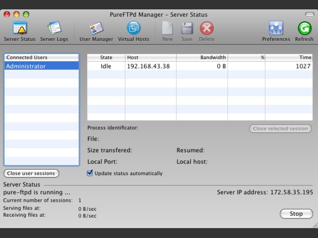 PureFTPd Server Status 