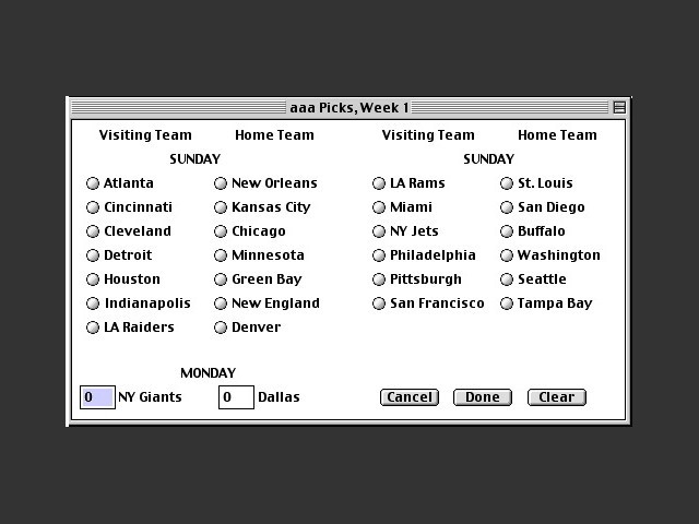 Pro Football Office Pool (1986)