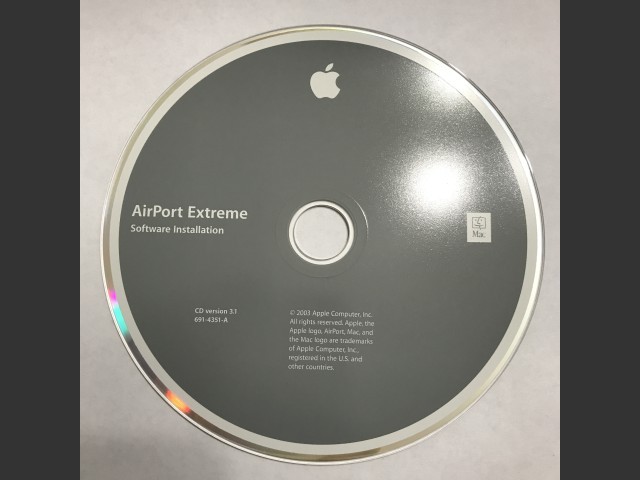 691-4351-A,,AirPort Extreme. Software Installation. Disc v3.1 (CD) (2003)