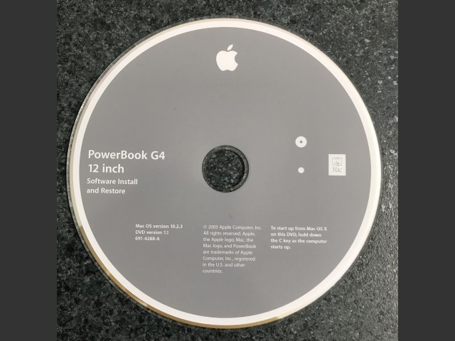 PowerBook G4 12-inch Software Install & Restore Mac OS v10.2.3 Disc v1.0 & v1.1 2003... (2003)