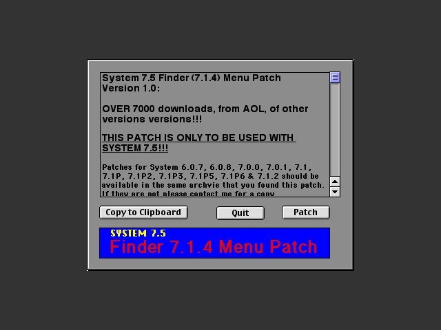 Finder Menu Patch (System 7.5; Finder 7.1.4) (1994)