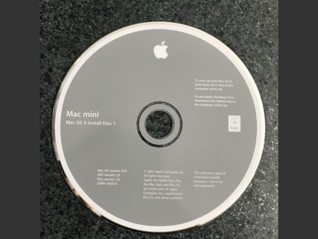 Mac mini Mac OS X 10.4 Install AHT v1.0. Disc v1.0 2005 (DVD) (2005)