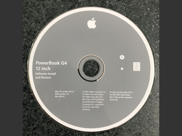 PowerBook G4 12-inch Software Install & Restore Mac OS v10.2.3 Disc v1.0 & v1.1 2003... (2003)