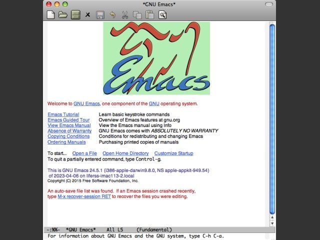GNU Emacs 24.5 (2015)